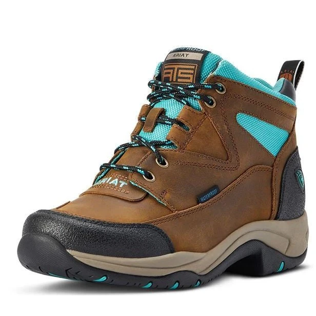 Brown And Turquoise Ariat Terrain H20 Boots For Women 2 Brown And Turquoise Ariat Terrain H20 Boots For Women - Image 2