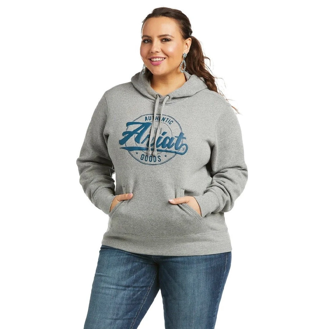 Hoodie Ariat Real Arm Logo Heather Grey W22 Ladies 2 Hoodie Ariat Real Arm Logo Heather Grey W22 Ladies - Image 2