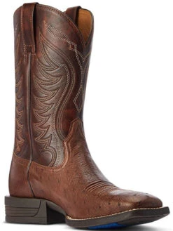 Western Boots Ariat Reckoning Dark Tabac Smooth Quill Ostrich & Nut Brown Mens -Equestrian Supply Store Ariat Western Boots Reckoning Dark Tabac Smooth Quill Ostrich Nut Brown Mens 5