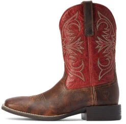 Western Boots Ariat Sport Pardner Matte Sp22 Rebel Brown & Blood Red Mens -Equestrian Supply Store Ariat Western Boots Sport Pardner Matte Sp22 Rebel Brown Blood Red Mens 6