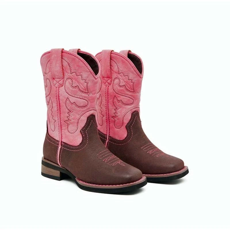 Western Boots Baxter Childrens Pink & Brown Youth 1 Western Boots Baxter Childrens Pink & Brown Youth