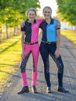 Jodhpurs Peter Williams Pull On Print Navy & Navy & Silver Childs -Equestrian Supply Store Peter Williams Pull On Print Jodhpurs Navy Navy Silver Childs 4