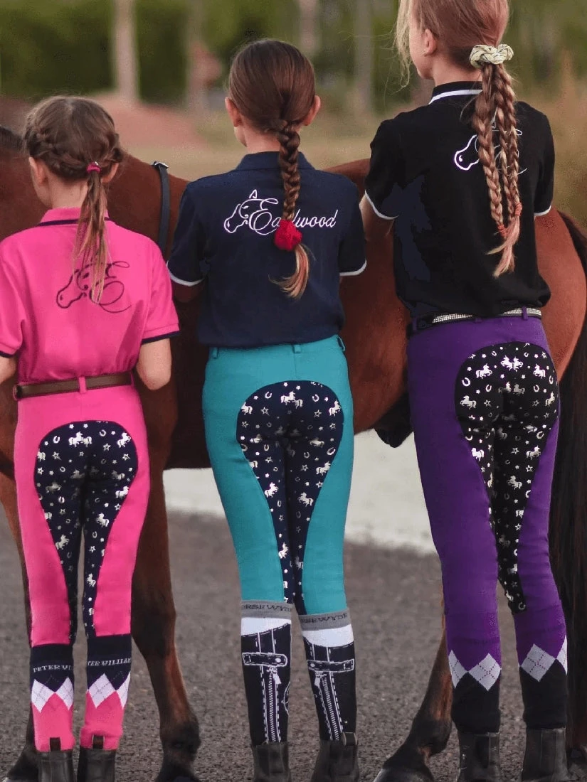 Jodhpurs Peter Williams Pull On Unicorn Printed Pink & Navy Childs 12 Jodhpurs Peter Williams Pull On Unicorn Printed Pink & Navy Childs - Image 12