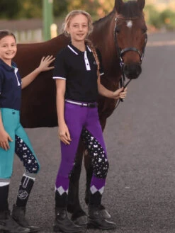 Jodhpurs Peter Williams Pull On Unicorn Printed Purple & Black Childs -Equestrian Supply Store Peter Williams Pull On Unicorn Printed Jodhpurs Purple Black Childs 3