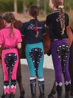 Jodhpurs Peter Williams Pull On Unicorn Printed Turquoise & Navy Childs -Equestrian Supply Store Peter Williams Pull On Unicorn Printed Jodhpurs Turquoise Navy Childs 16