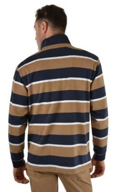 Equestrian Supply Store 11 Equestrian Supply Store -Equestrian Supply Store Thomas Cook Sutherland Stripe 14 Zip Rugby Top Tan Navy Mens 2