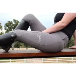 Saddle Co "The Label" Equestrian Riding Tights In Grey -Equestrian Supply Store saddle co the label equestrian riding tights stone grey vivarchie equestrian 3